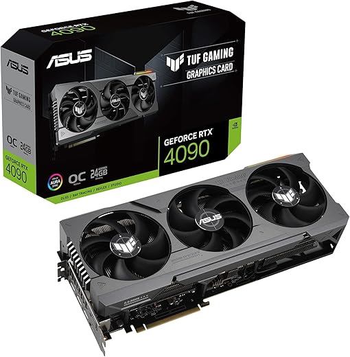 ASUS TUF GAMING NVIDIA GeForce RTX 4090 OC Edition Gaming Graphics Card (24GB GDDR6X, PCIe 4.0, HDMI 2.1a, DisplayPort 1.4a, Dual Ball Bearing Axial Fans)